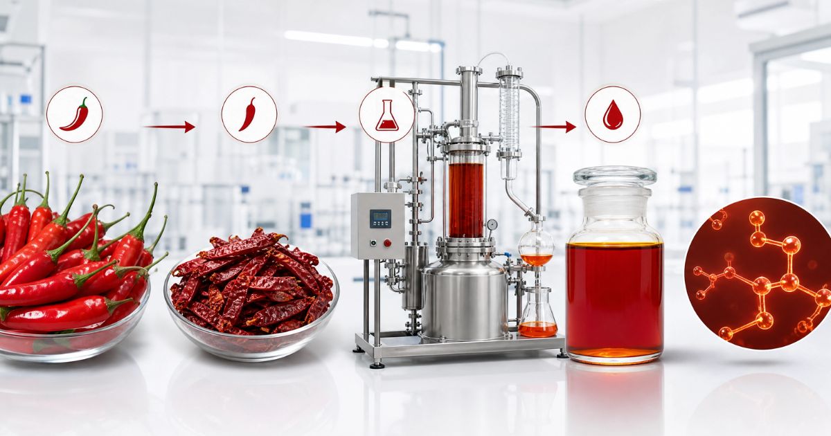 What Is Oleoresin Capsicum, and Why Is It in Your Hot Sauce? 3 How oleoresin capsicum is made from dried red chilli pods by solvent extraction