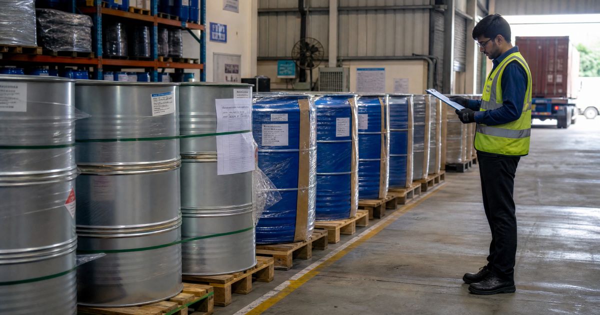 How to Choose a Reliable Bulk Essential Oil Supplier in India: 10 Things Buyers Must Check 4 Aluminium drums of bulk essential oils packed for export shipment