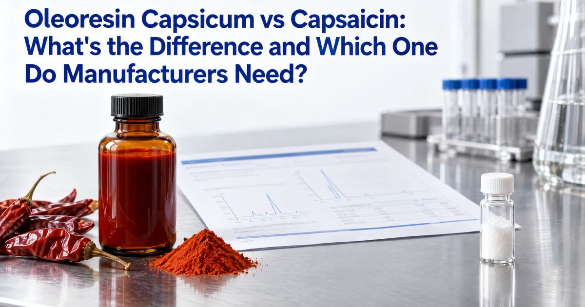 Oleoresin capsicum vs capsaicin samples with technical specification sheet